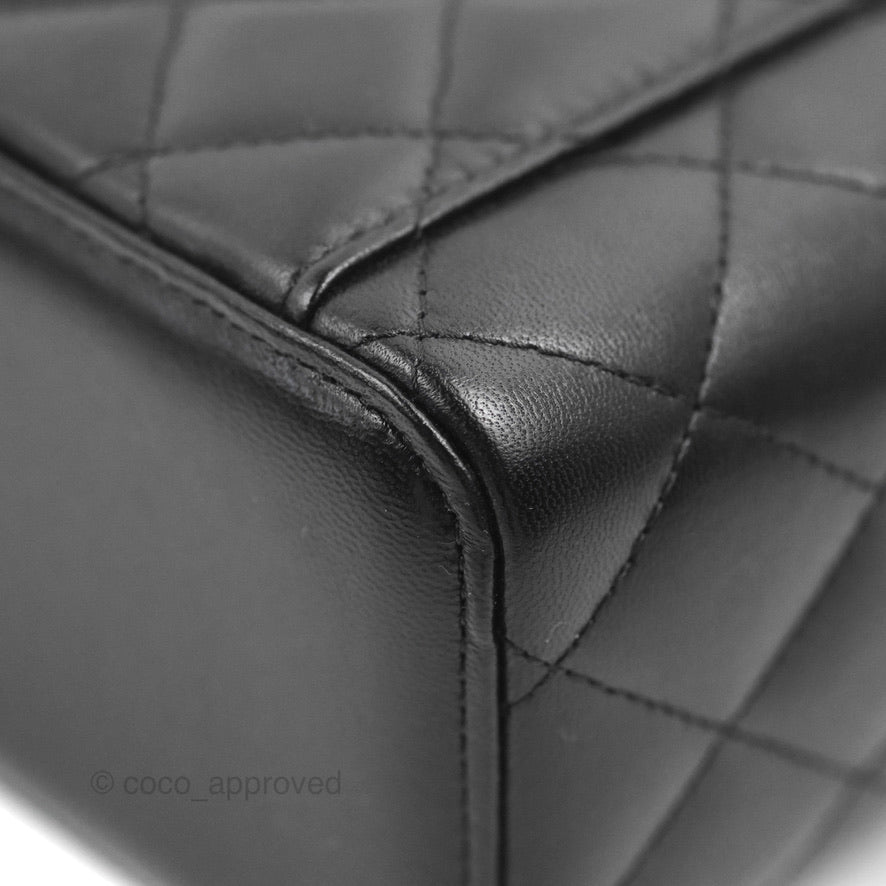 Chanel Vanity Rectangular Top Handle Black Lambskin Gold Hardware