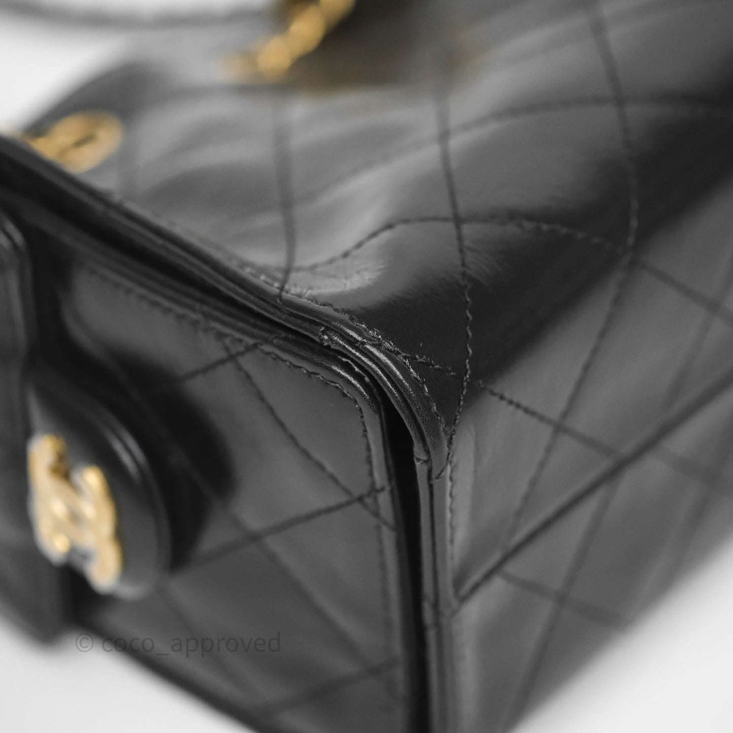 Chanel 25 Mini Black Shiny Crumpled Calfskin Mixed Hardware