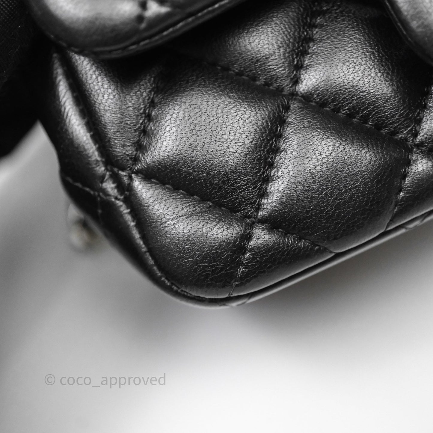 Chanel Mini Square Quilted Black Lambskin Silver Hardware