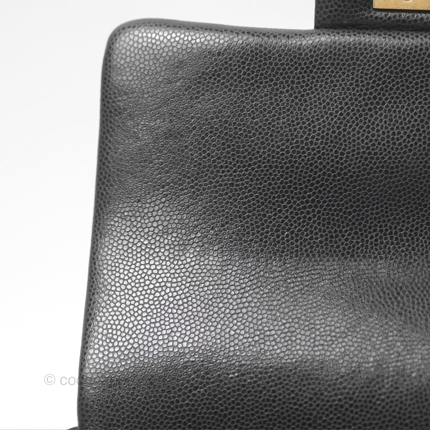 Chanel Mini Flap with Coin Charm Black Caviar Aged Gold Hardware 22A