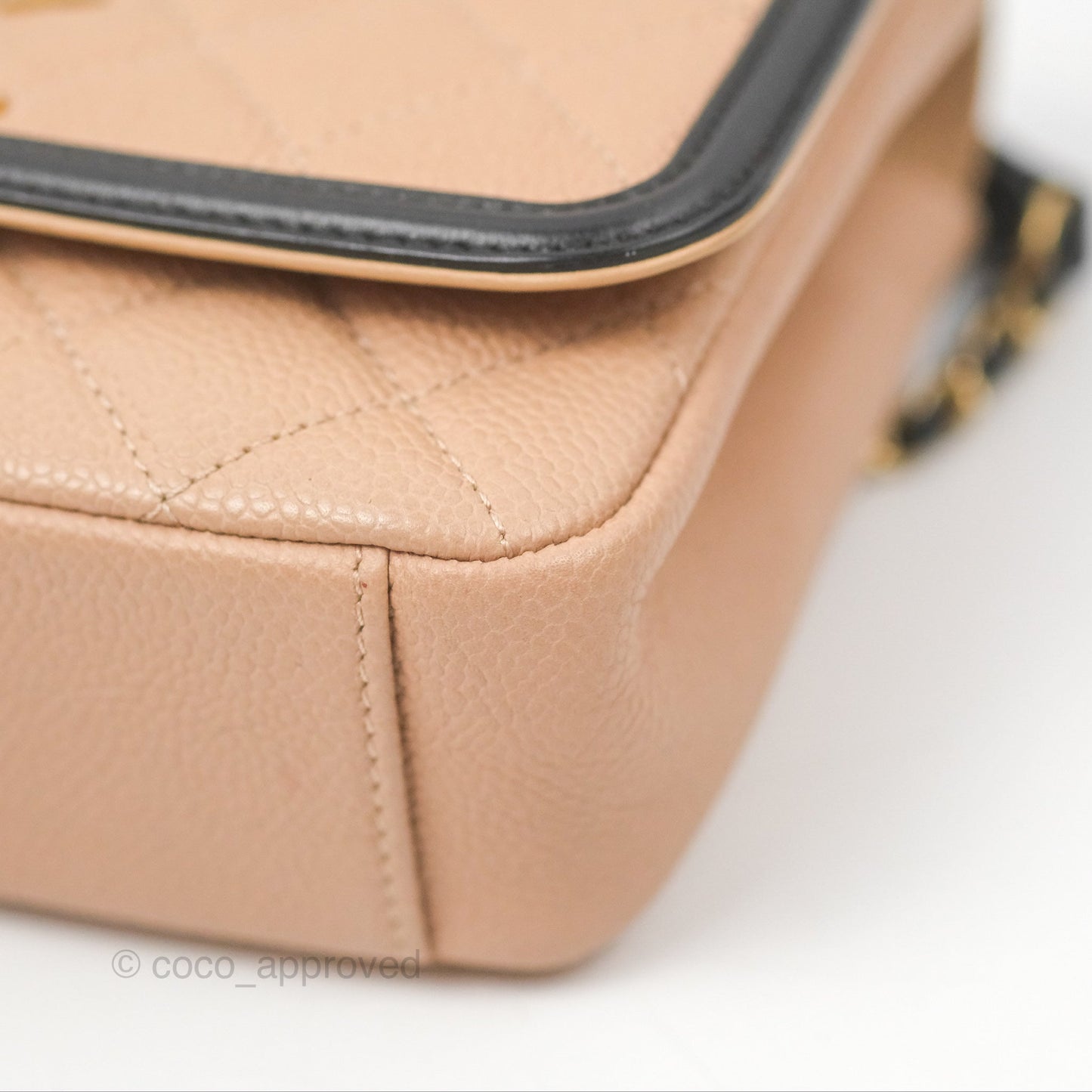 Chanel Quilted Small CC Filigree Flap Beige Black Caviar