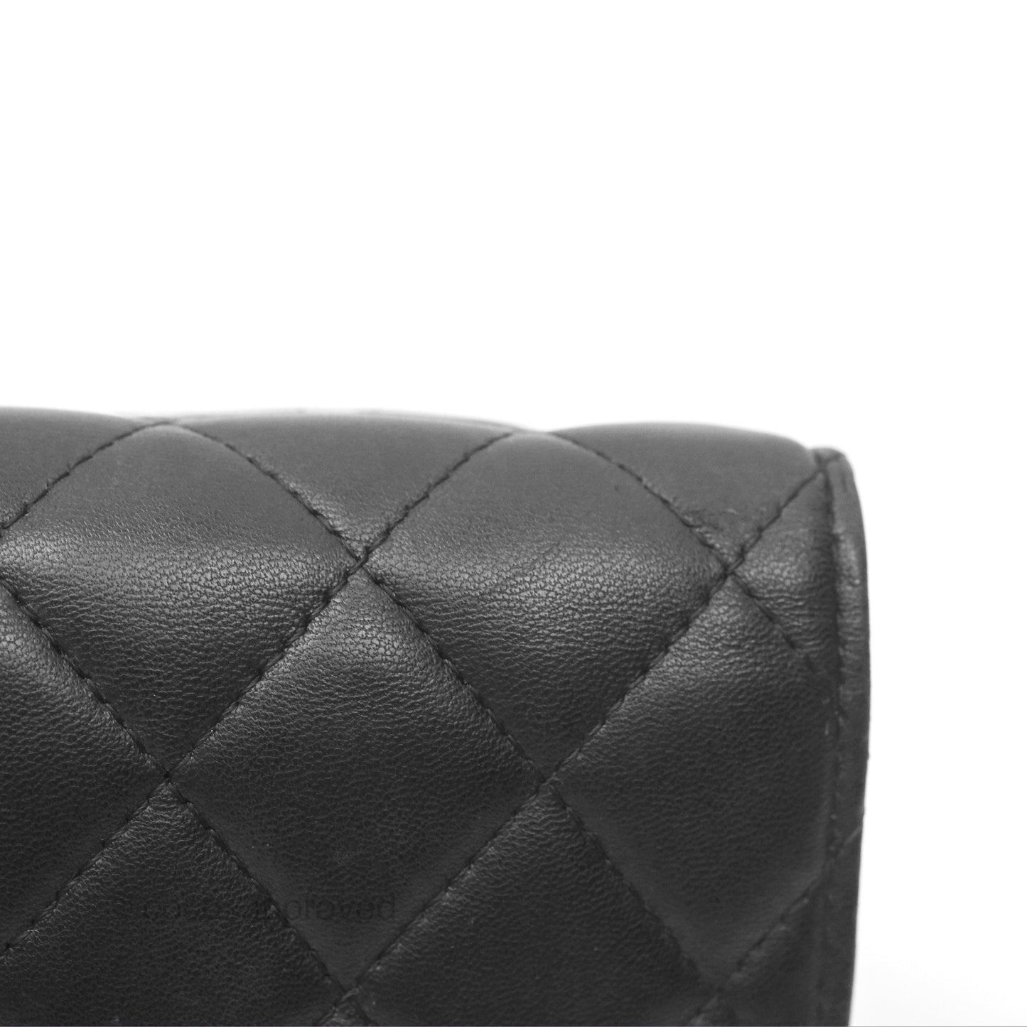 Chanel Classic Quilted Long Wallet Black Lambskin Silver Hardware
