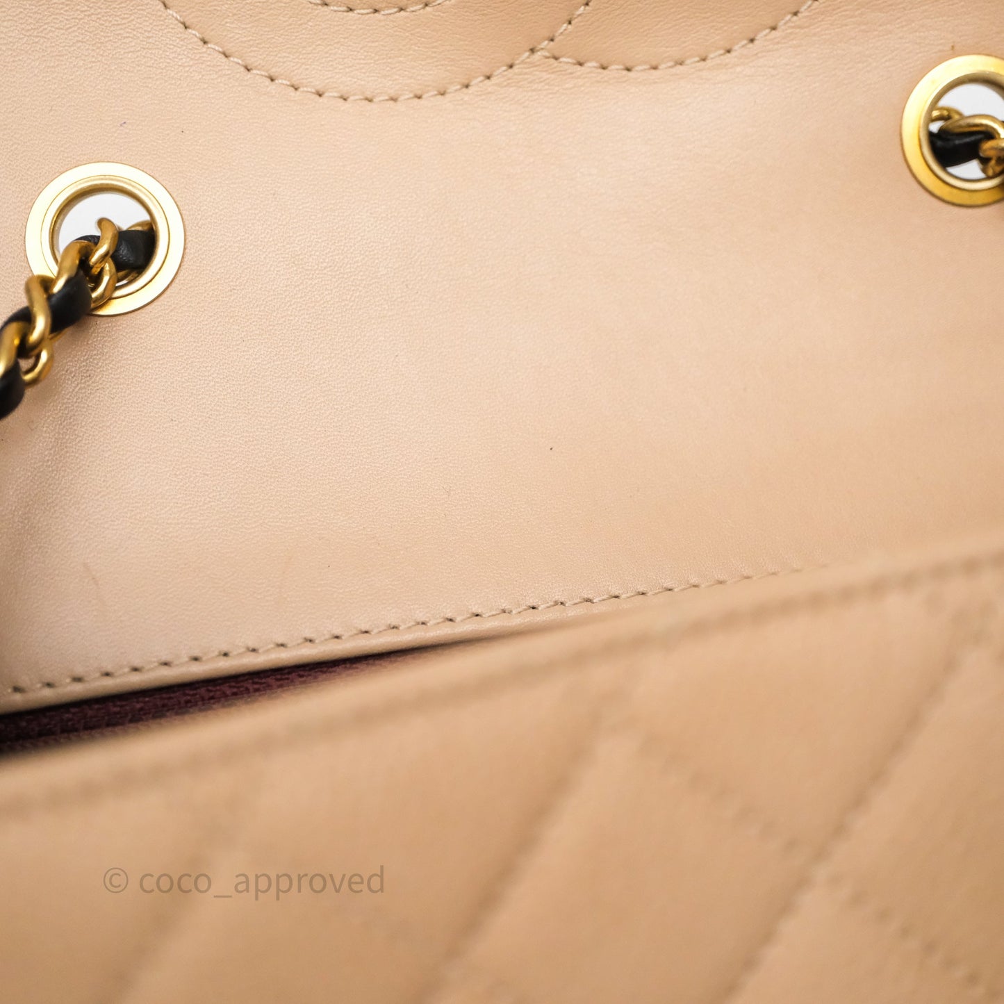 Chanel Small CC Filigree Flap Quilted Beige Black Caviar