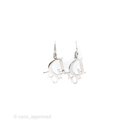 Christian Dior Drop CD Earrings Silver Tone