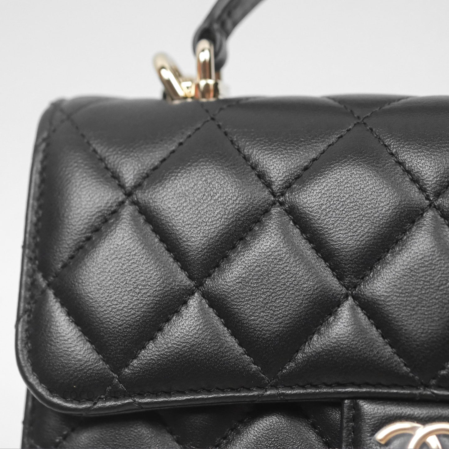 Chanel Top Handle Mini WOC Black Lambskin Gold Hardware