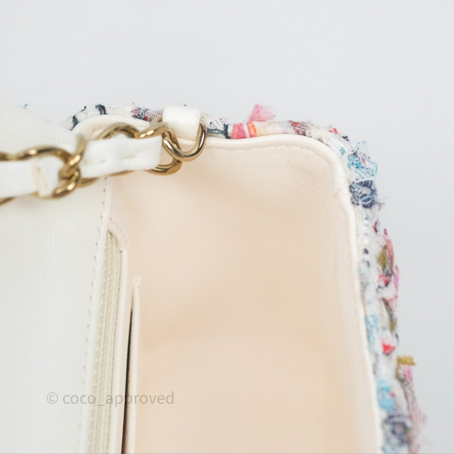 Chanel Tweed Quilted Mini Rectangular Flap Pink Tweed Gold Hardware 22K