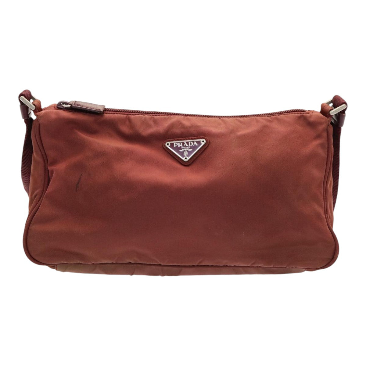 Luxury Prada Shoulder Bag Nylon Red Silver  87422