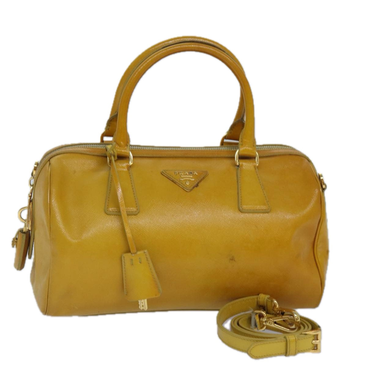 Luxury Prada Hand Bag Safiano leather 2way Yellow Gold  87430