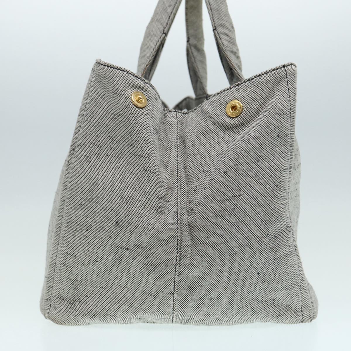 Luxury Prada Canapa GM Hand Bag Canvas Gray Gold  87436
