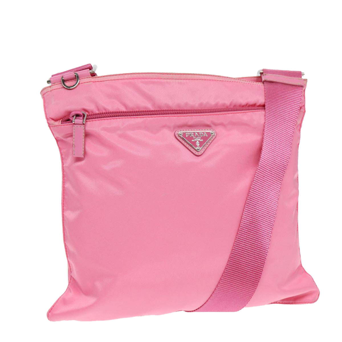 Luxury Prada Shoulder Bag Nylon Pink Silver  87439