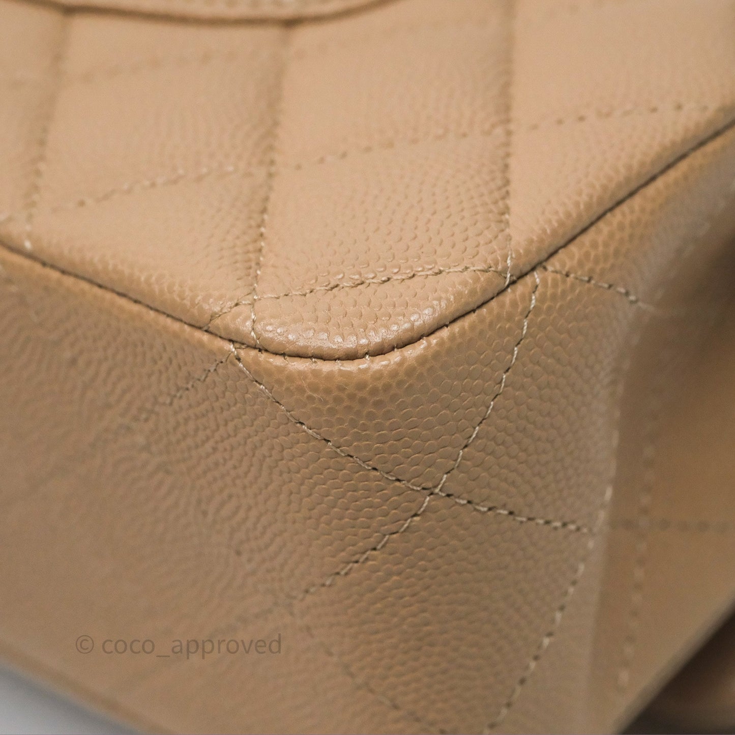 Chanel Classic M/L Medium Double Flap Dark Beige Caviar Gold Hardware 19B