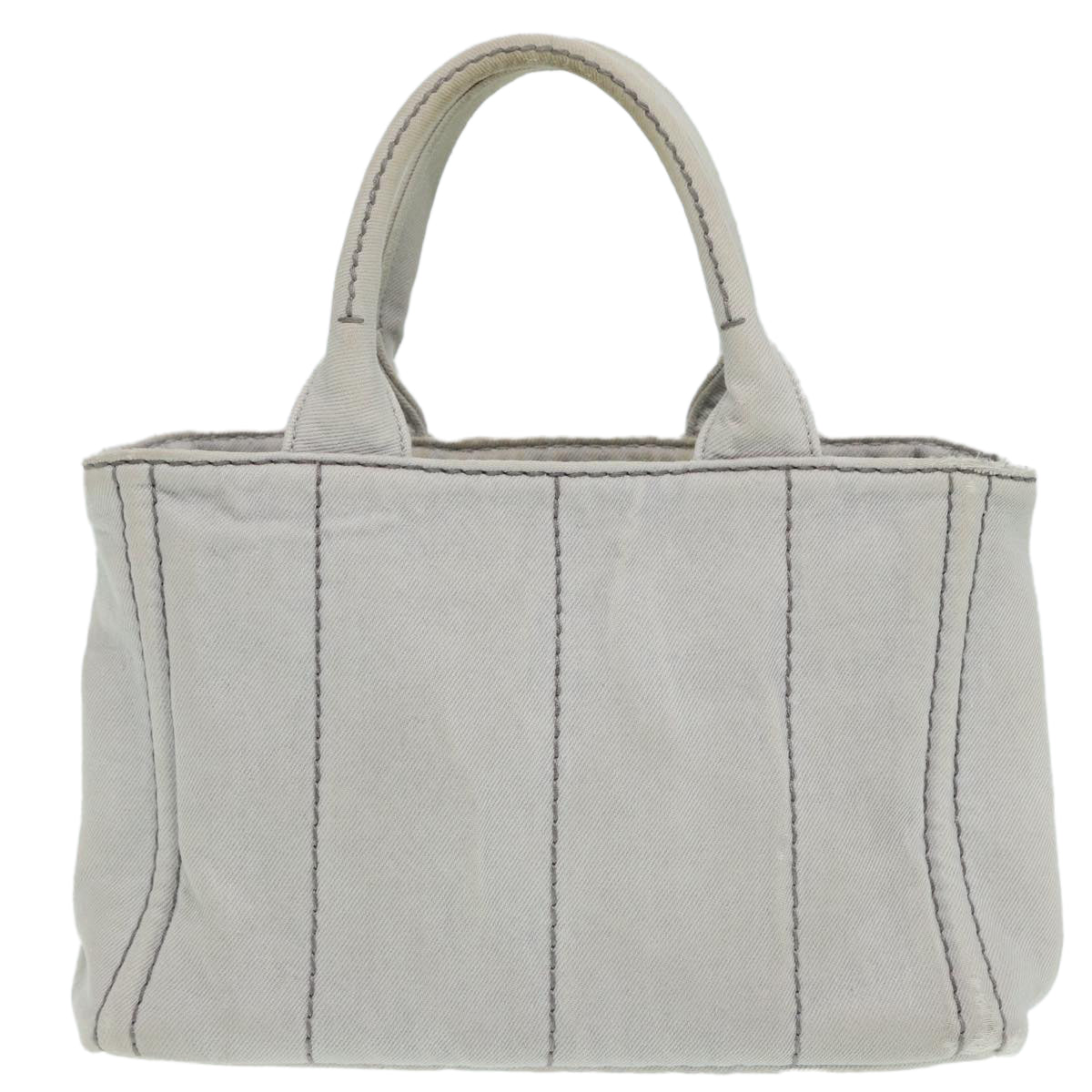 Luxury Prada Canapa PM Hand Bag Canvas 2way Gray Silver  87440