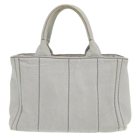 Luxury Prada Canapa PM Hand Bag Canvas 2way Gray Silver  87440