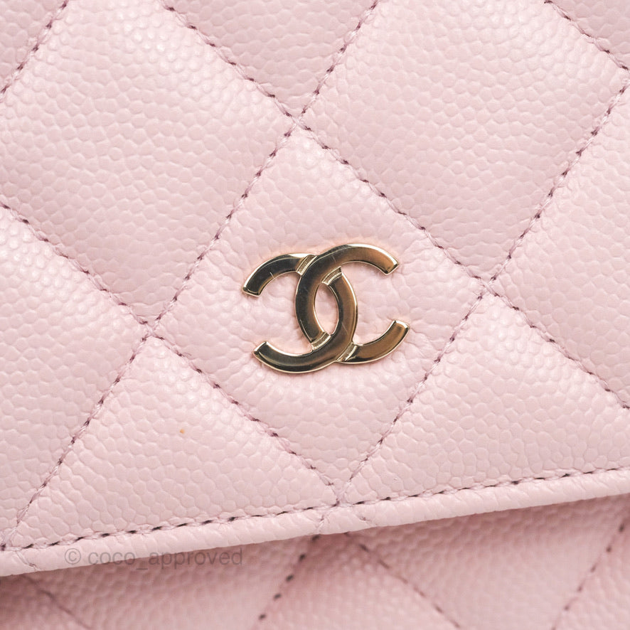 Chanel Quilted Classic Wallet on Chain WOC Pink Caviar Gold Hardware