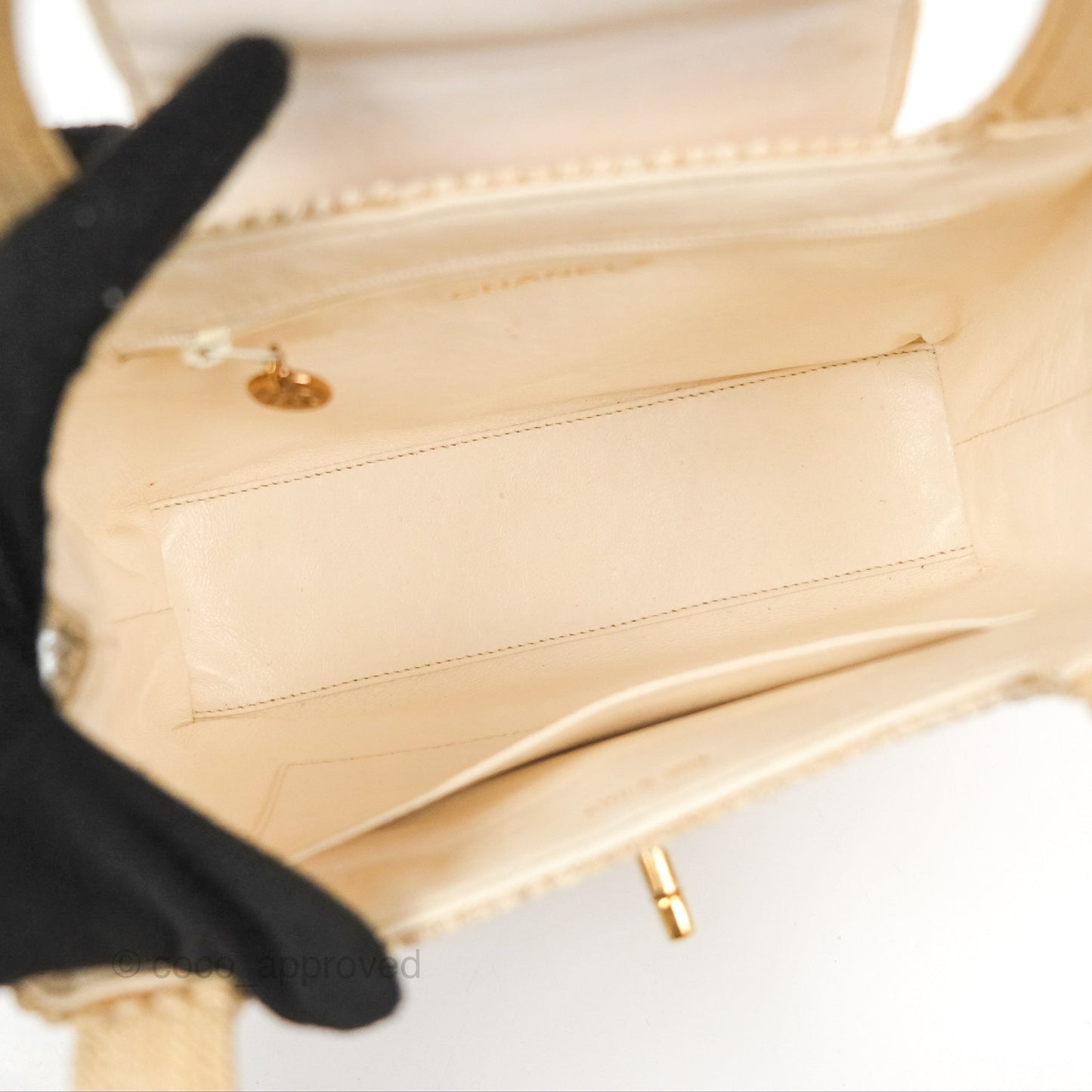 Chanel Vintage Mini Kelly Silk Rope Braided Cream Beige 24K Gold Hardware