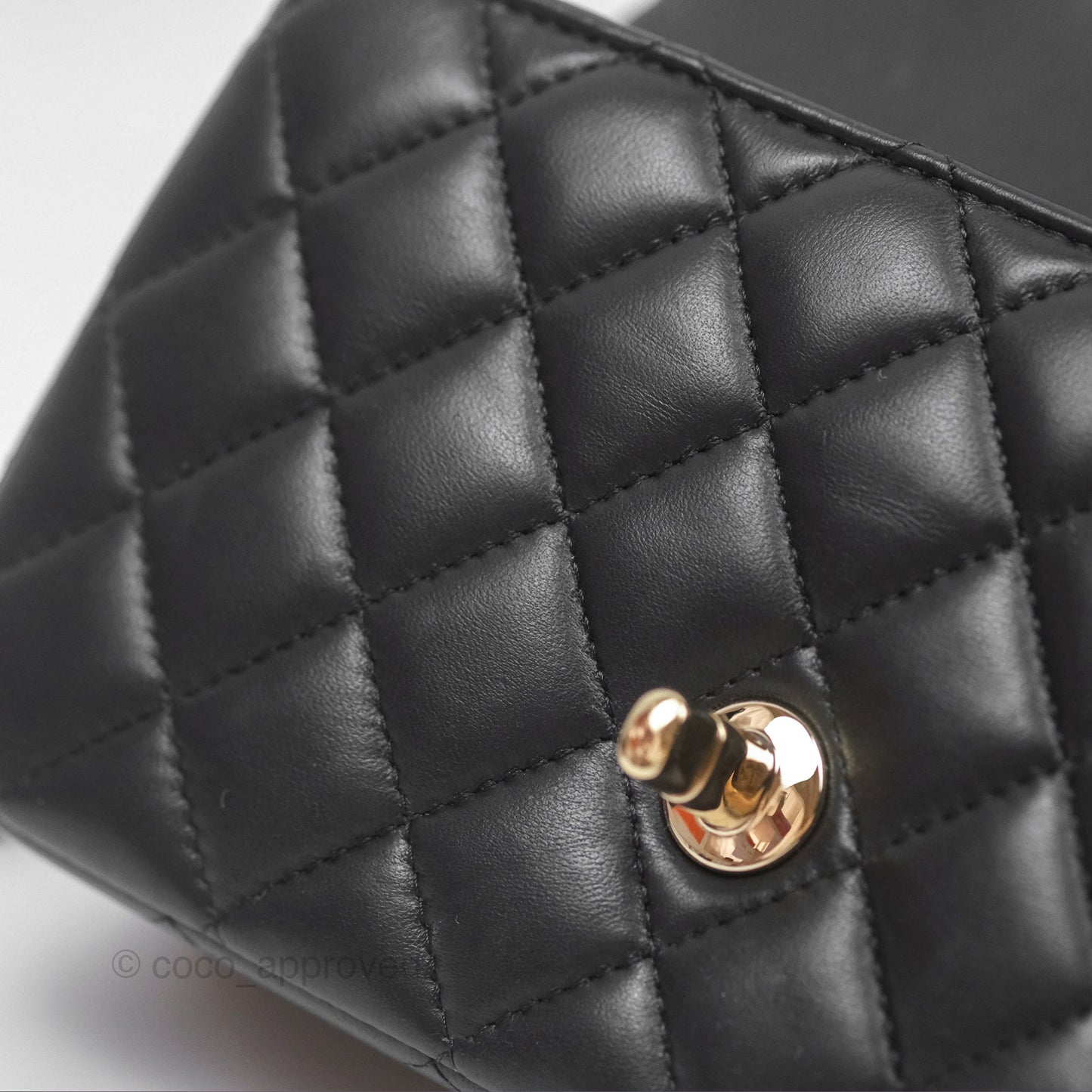 Chanel Top Handle Mini Rectangular Flap Bag Black Lambskin Gold Hardware