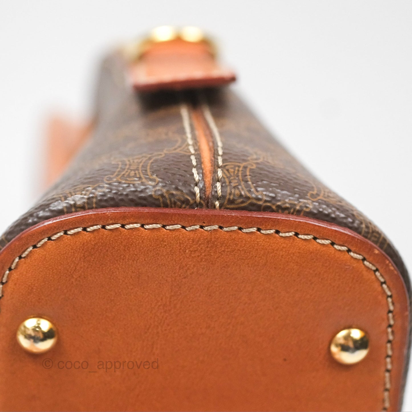 Celine Vintage Macadam Top Handle Bag Tan Brown