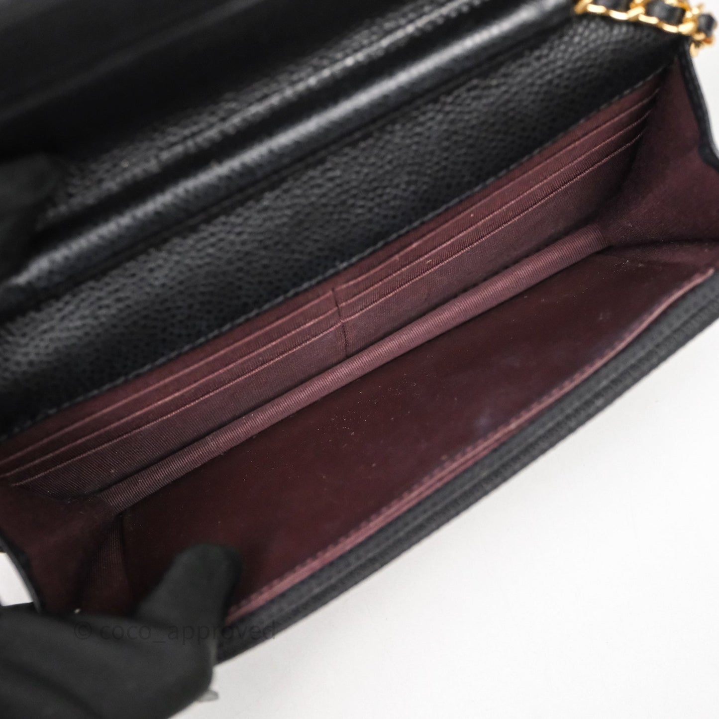 Chanel Classic Wallet On Chain WOC Quilted Black Caviar Gold Hardware