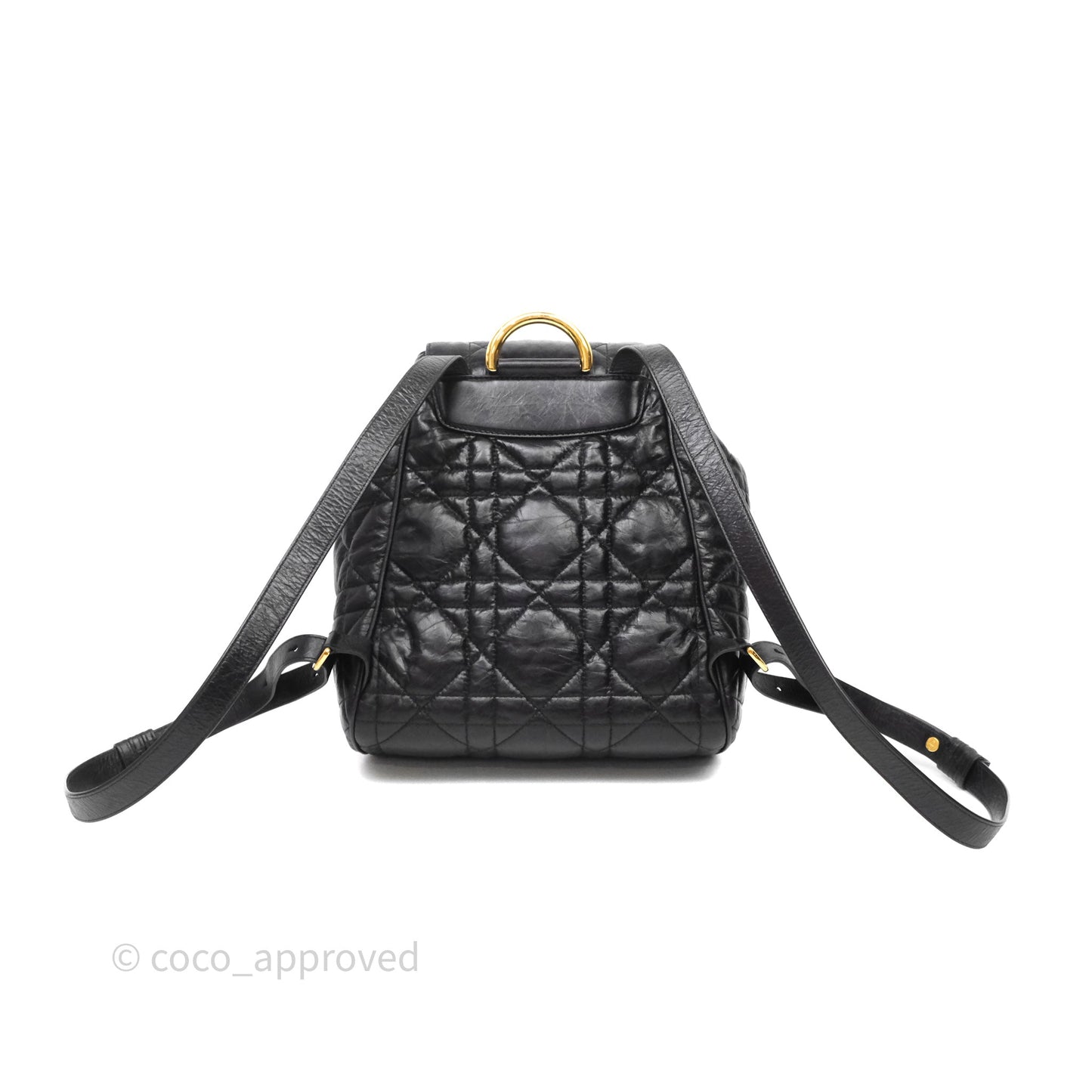 Christian Dior Medium Dior Caro Backpack Black Macrocannage Lambskin