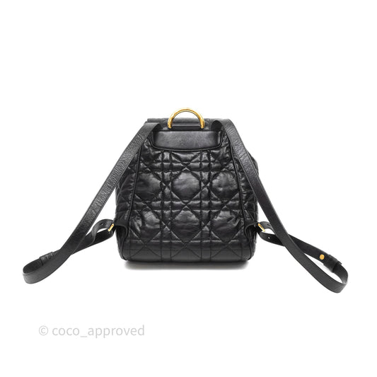 Christian Dior Medium Dior Caro Backpack Black Macrocannage Lambskin