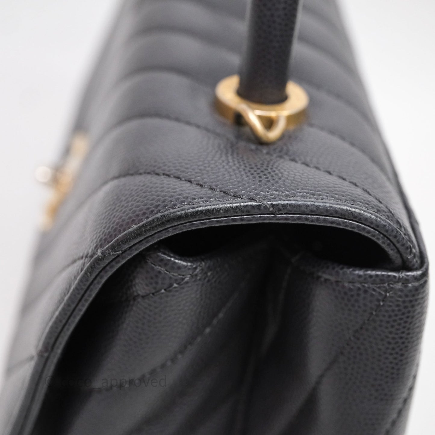 Chanel Medium Coco Handle Chevron Grey Bag Gold Hardware