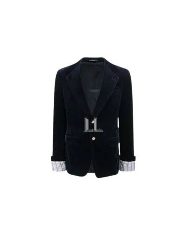 Luxury Gucci Trending 2025 Stretch Cotton Velvet Formal Jacket Dark Blue