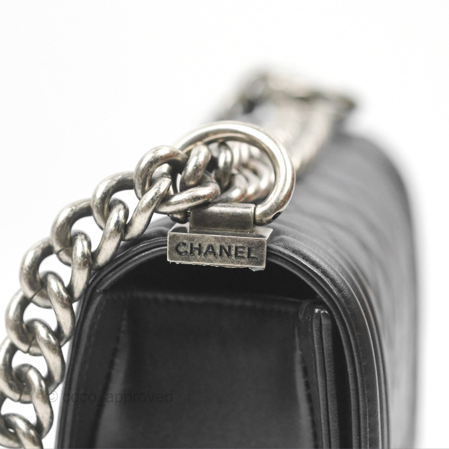 Chanel Small Boy Black Calfskin Ruthenium Hardware