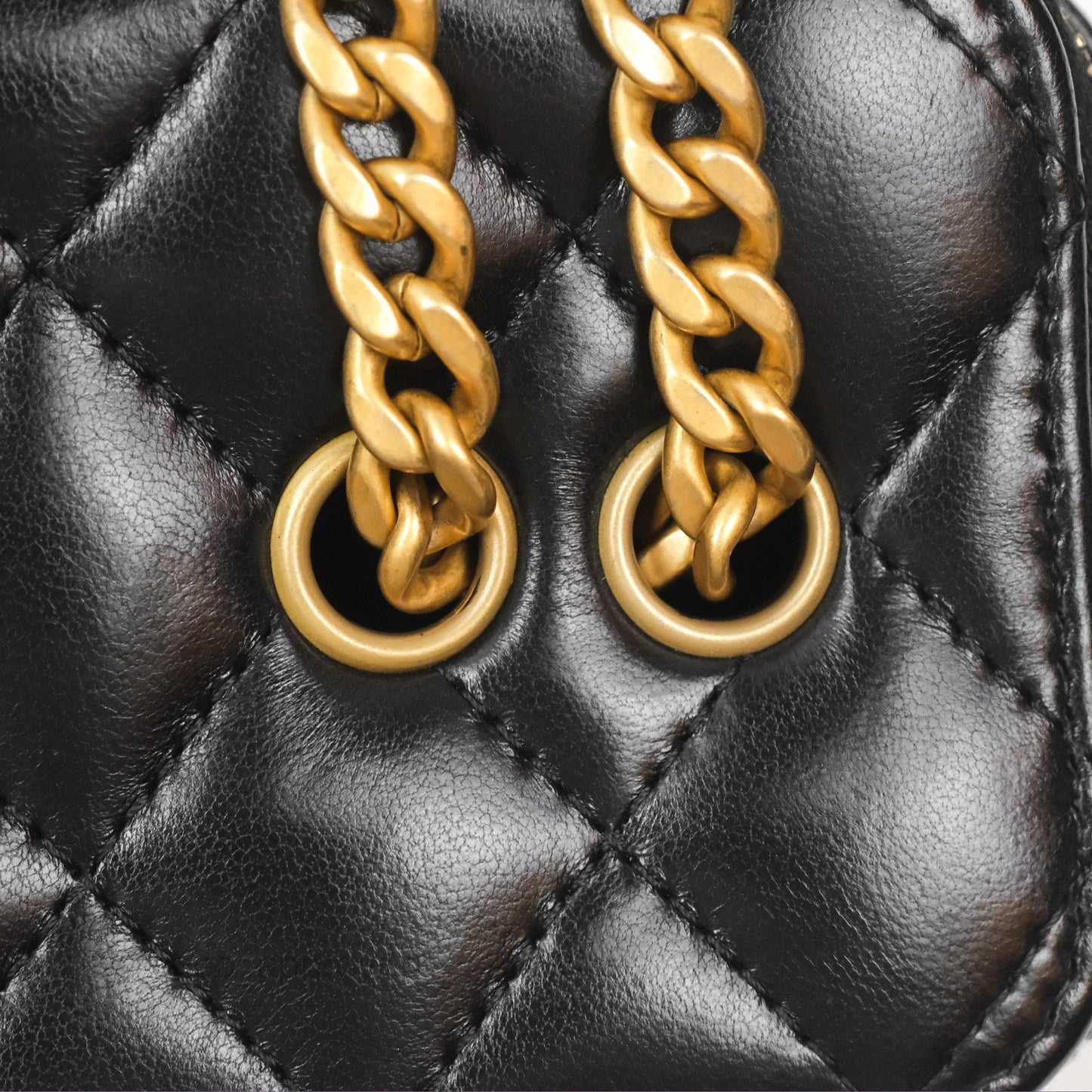 Chanel All Slide Vanity with Adjustable Chain Black Lambskin Aged Gold Hardware