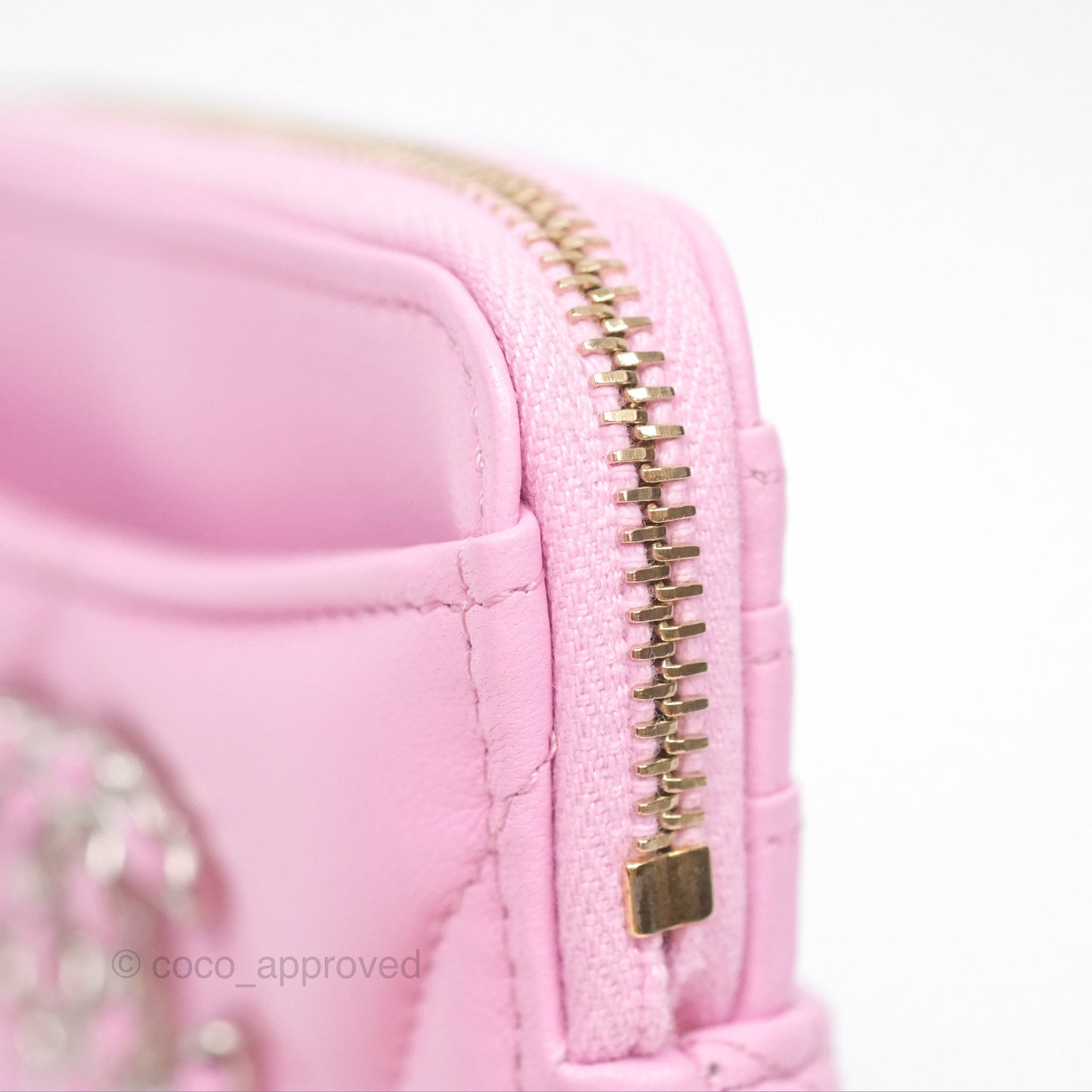 Chanel Quilted 19 Zip Card Holder Wallet Pink Lambskin