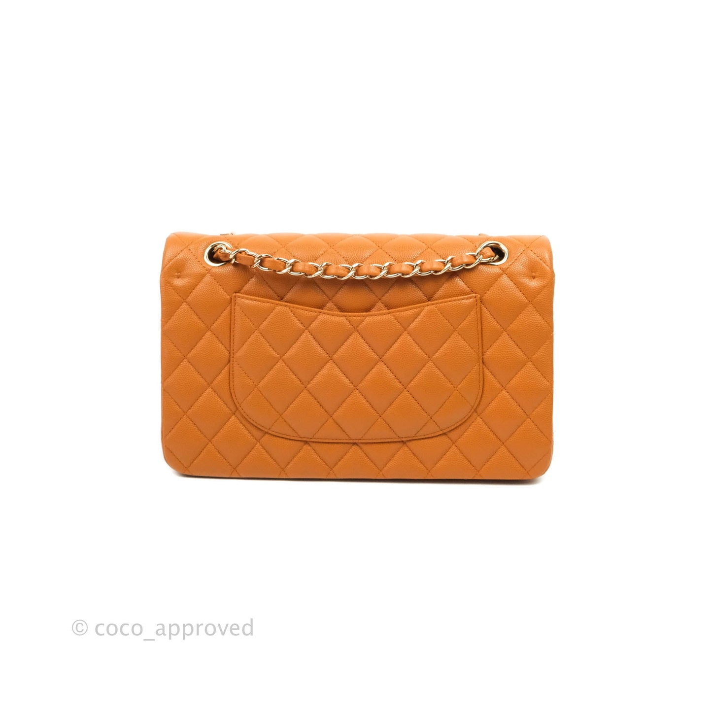 Chanel Classic M/L Medium Double Flap Caramel Caviar Gold Hardware 21A