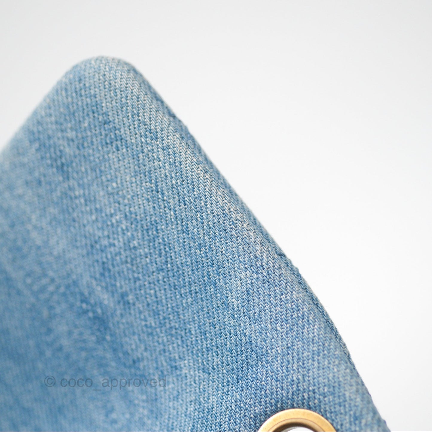 Chanel Mini Square Pearl Crush Quilted Denim Aged Gold Hardware