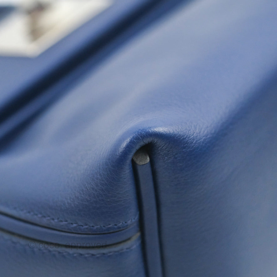 Hermès 24/24 21 Mini Bleu Saphir Evercolor/Swift Palladium Hardware