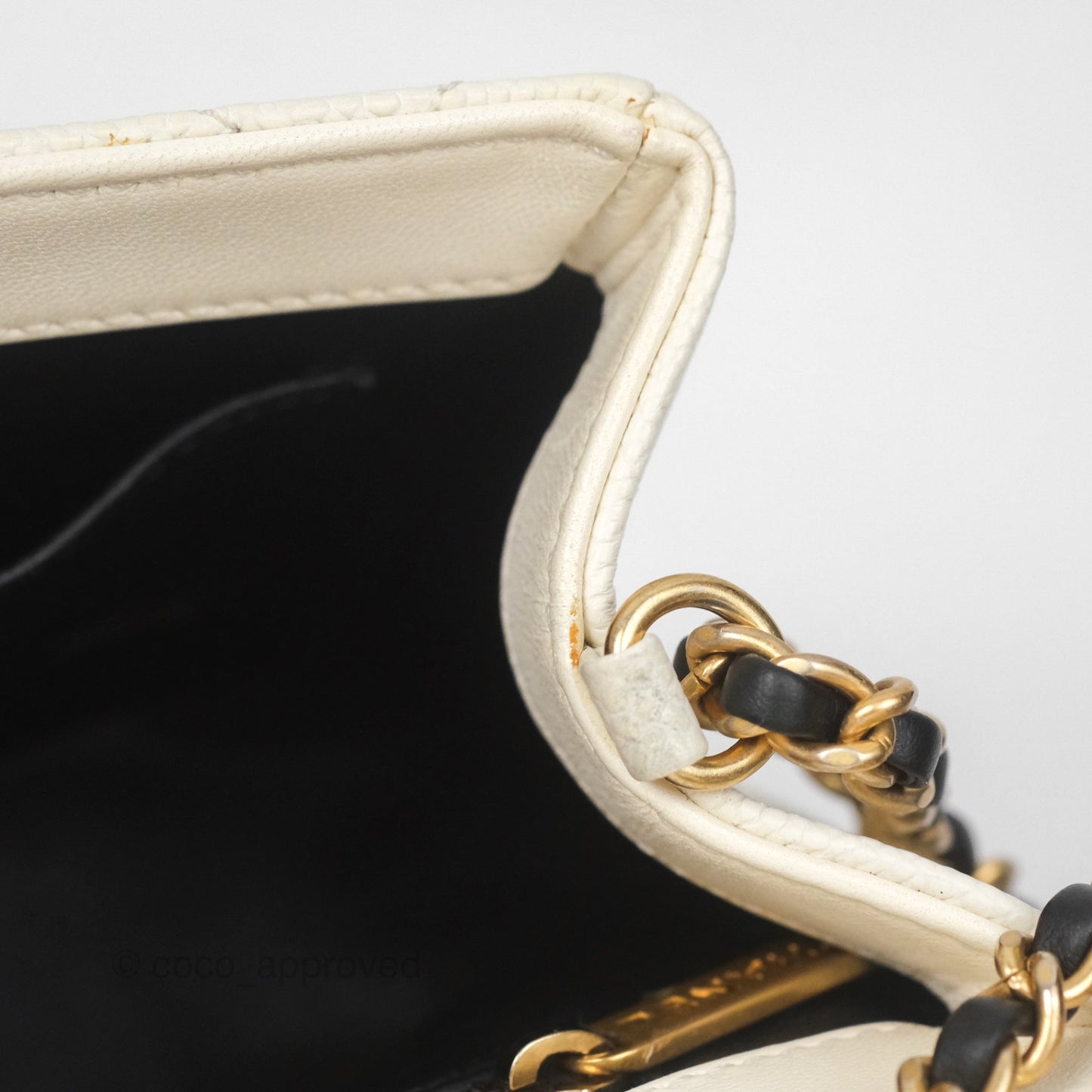 Chanel Small CC Filigree Flap Quilted Ivory Caviar