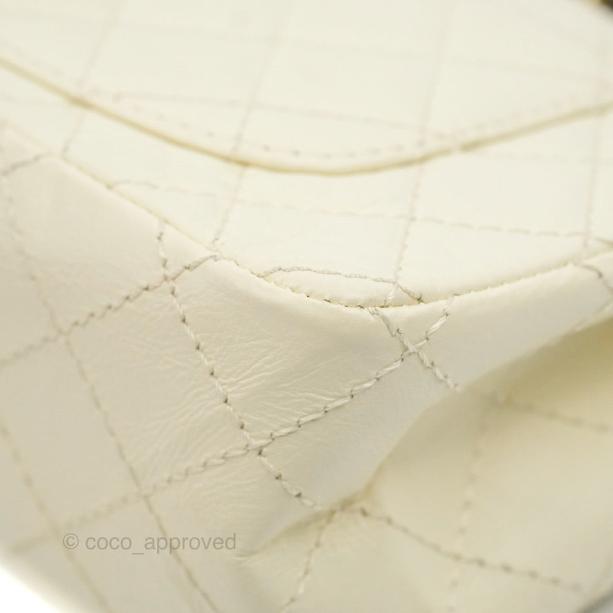 Chanel Mini Reissue 224 White Ivory Aged Calfskin Aged Gold Hardware