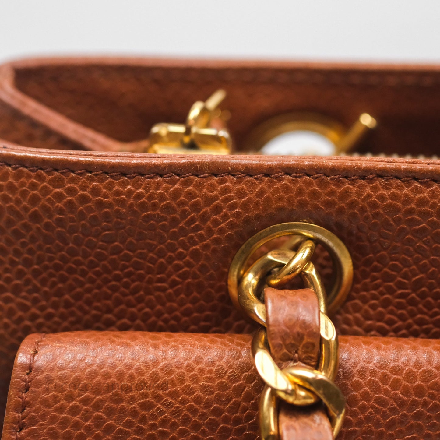 Chanel Vintage Tote Caramel Caviar 24K Gold Hardware