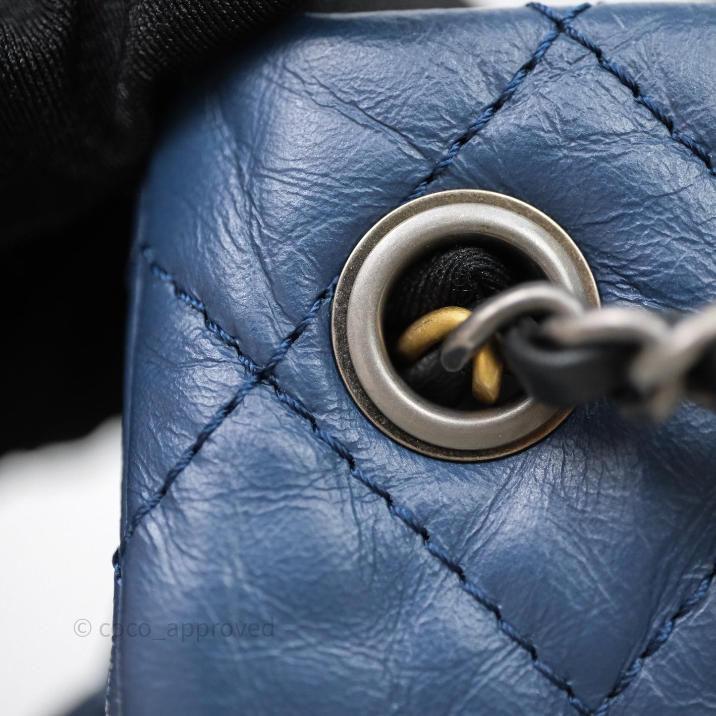 Chanel Small Gabrielle Backpack Quilted Navy Black Aged Calfskin