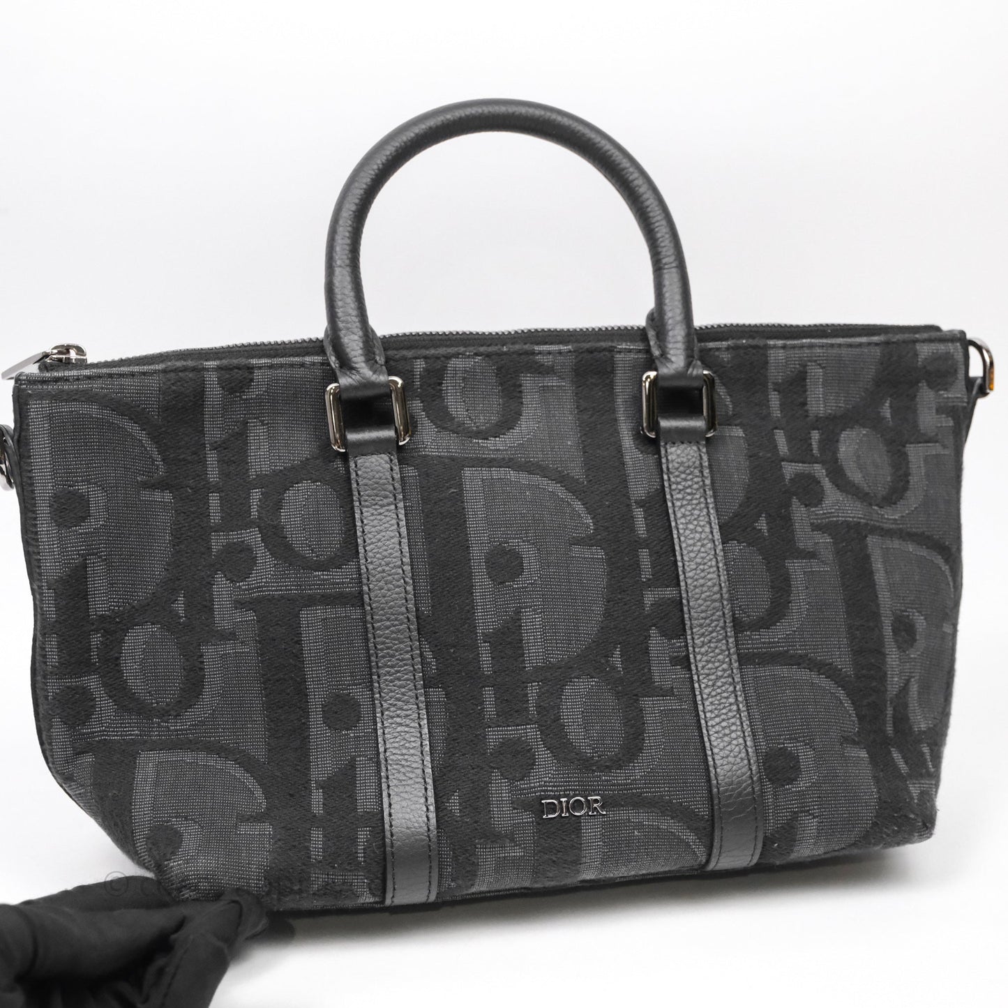Christian Dior Oblique Jacquard Weekender Black Bag