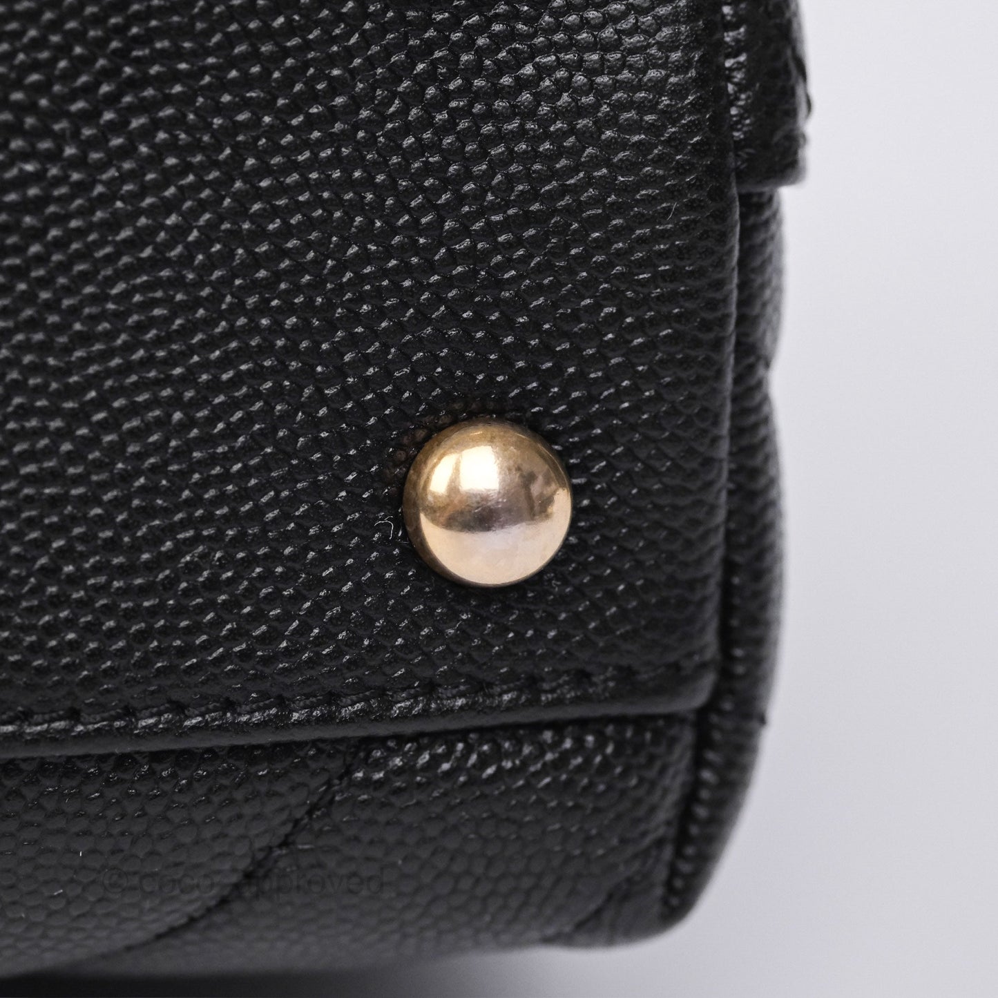 Chanel Small Coco Handle Chevron Black Caviar Aged Gold Hardware Lizard Handle
