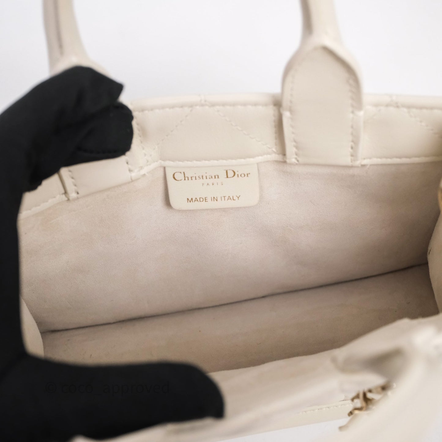 Christian Dior Mini Dior Book Tote Latte Macrocannage Calfskin Gold Hardware