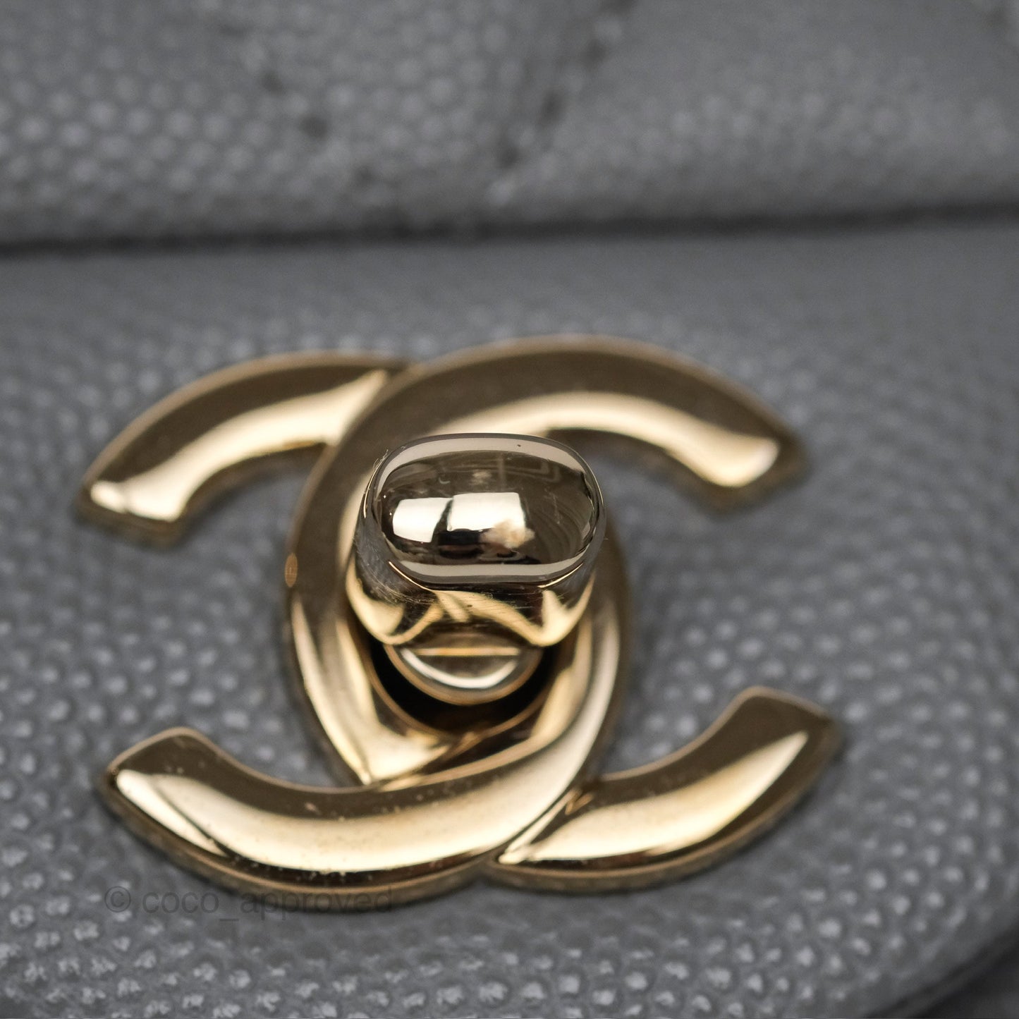 Chanel Classic M/L Medium Flap Quilted Grey Caviar Gold Hardware