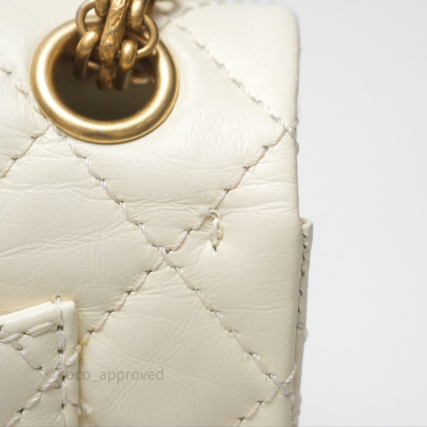 Chanel Mini Reissue 224 White Ivory Aged Calfskin Aged Gold Hardware