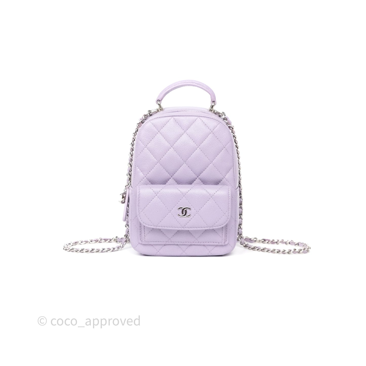 Chanel Classic Mini Backpack Lilac Caviar Silver Hardware