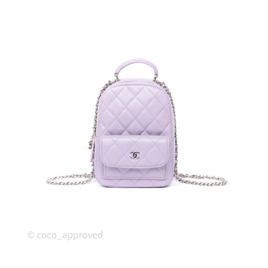 Chanel Classic Mini Backpack Lilac Caviar Silver Hardware