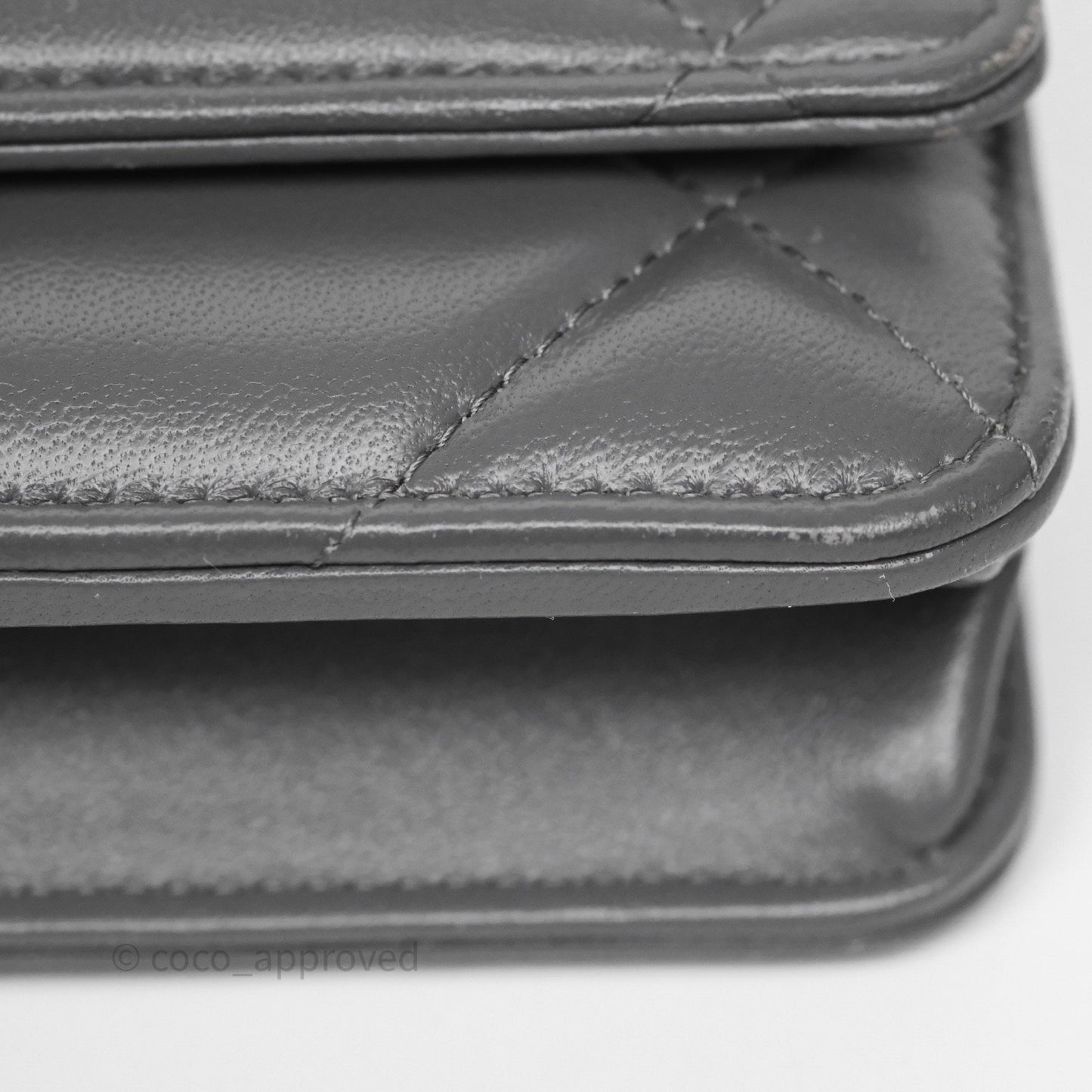 Chanel 19 Wallet on Chain WOC Grey Lambskin Mixed Hardware