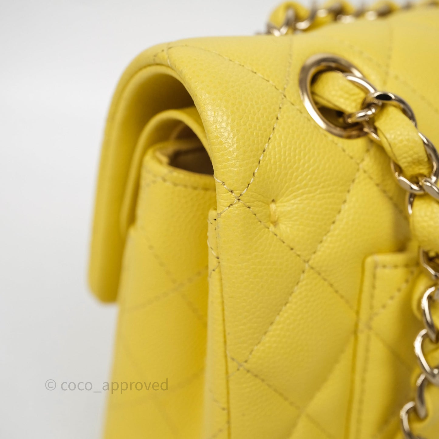 Chanel Small Classic Flap Quilted Yellow Caviar Gold Hardware