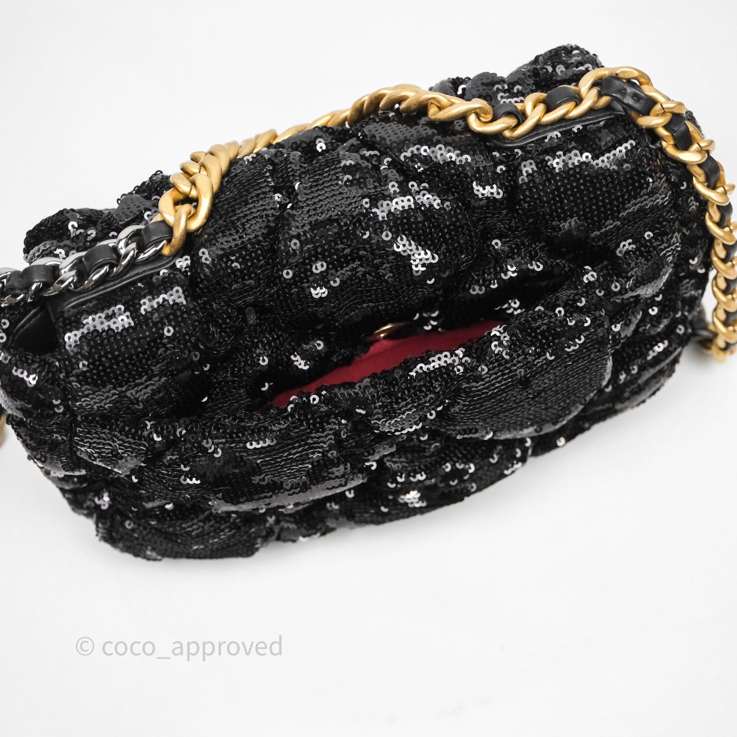 Chanel 19 Small Sequin Black Mixed Hardware