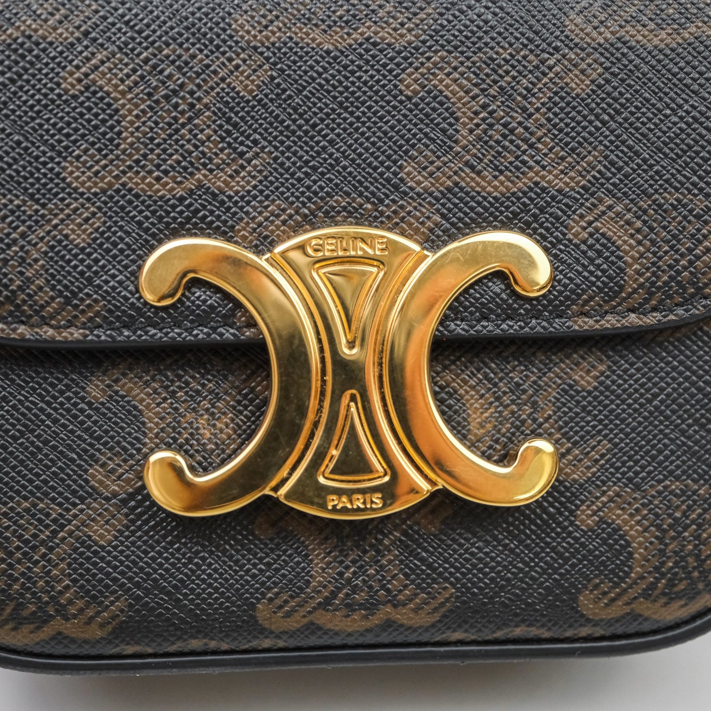 Celine Mini Triomphe Canvas Tan Calfskin