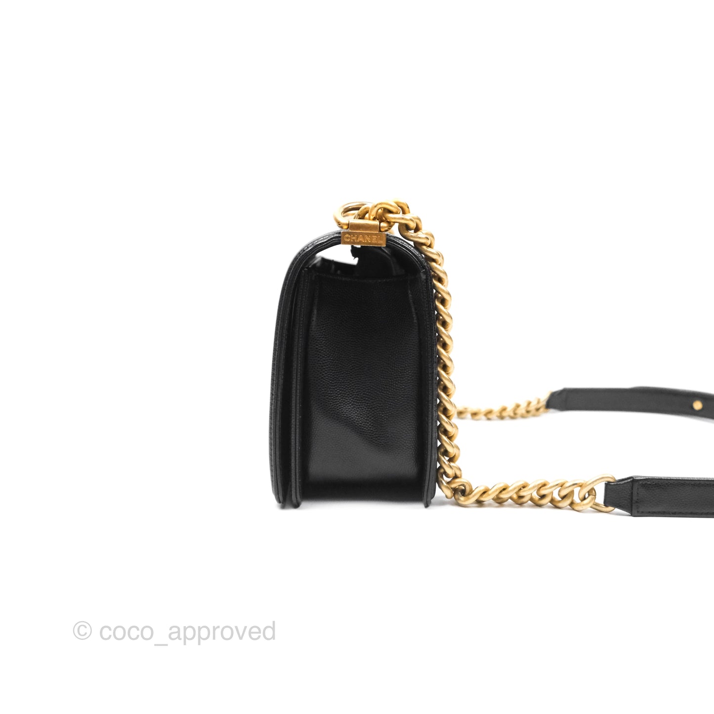 Chanel Medium Boy Quilted Black Caviar Aged Gold Hardware