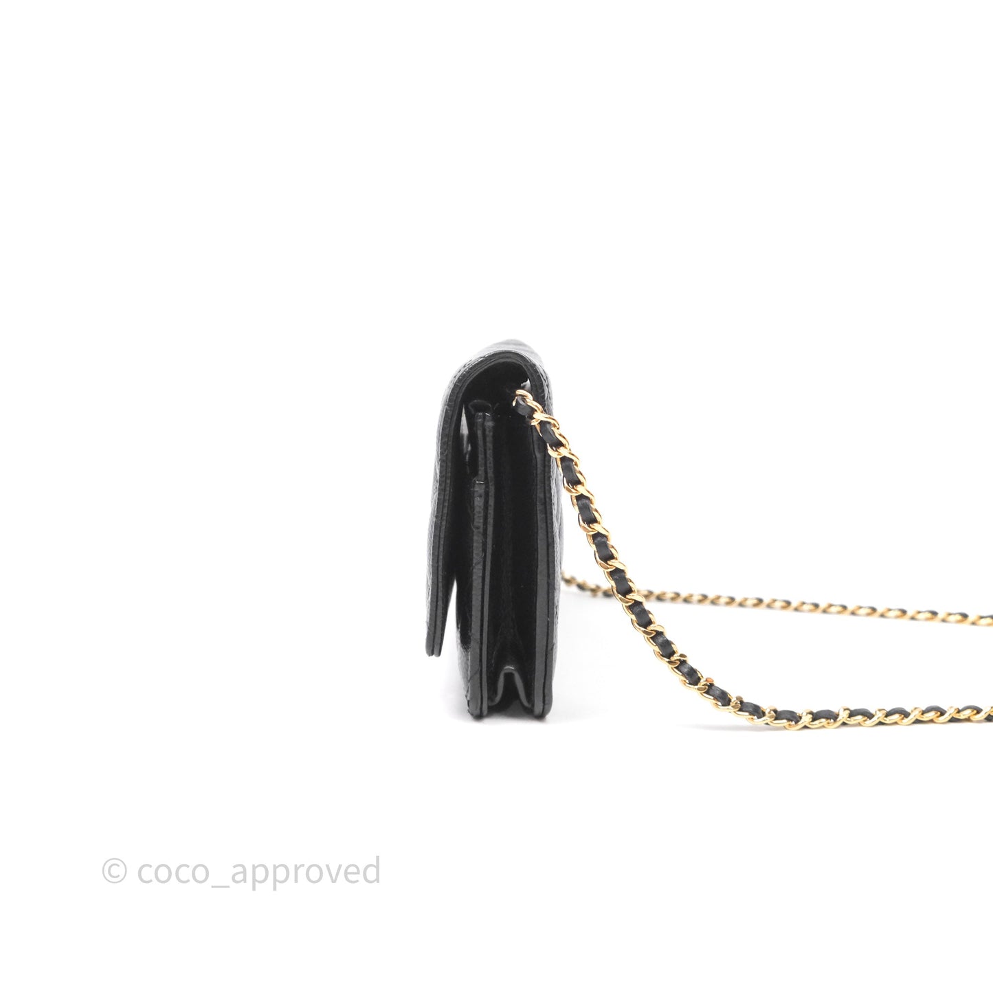 Chanel Classic Wallet On Chain WOC Quilted Black Caviar Gold Hardware