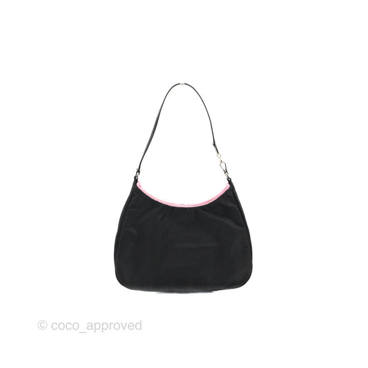 Prada Vintage Small Tessuto Hobo Bag Black Nylon